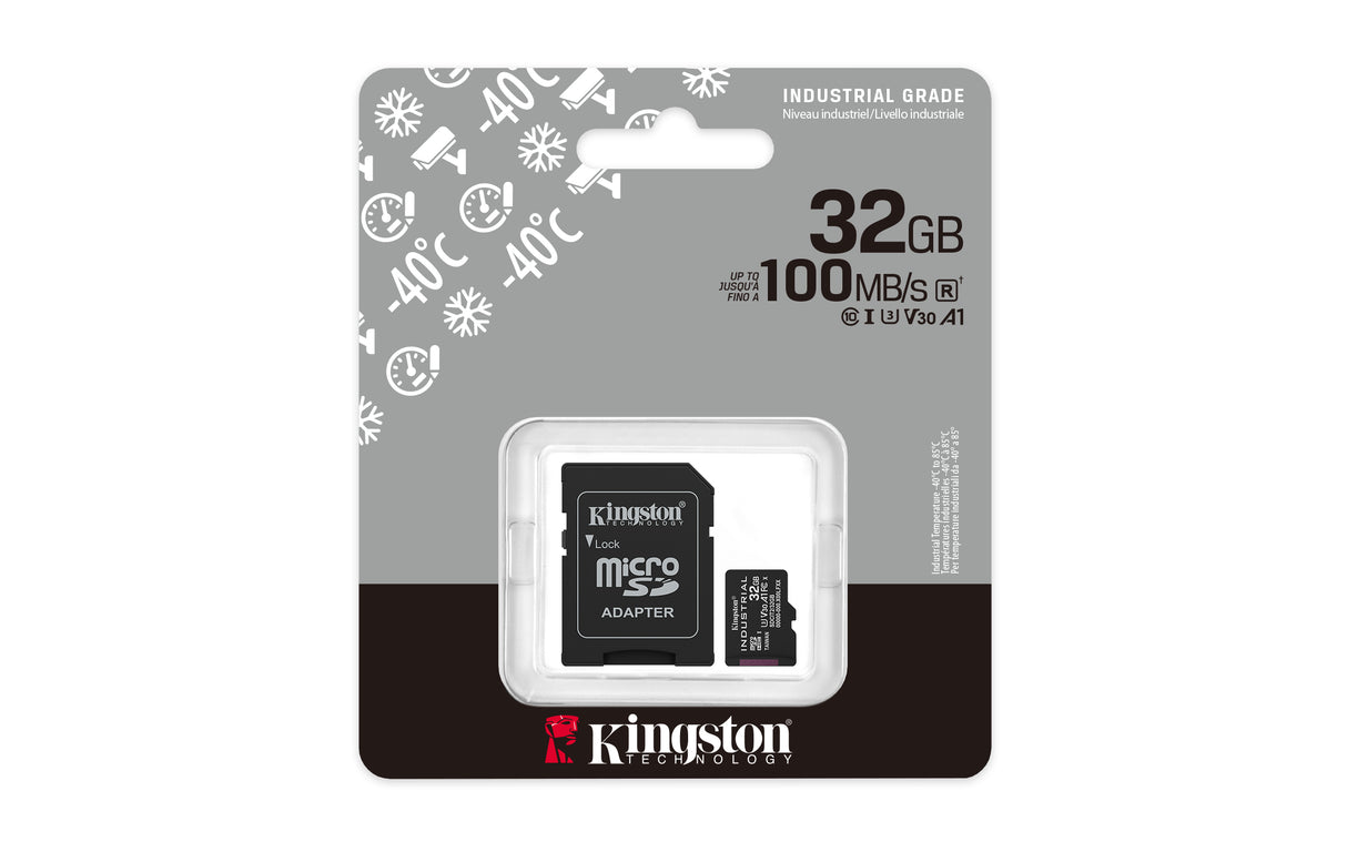 Kingston Technology Tarjeta 32GB microSDHC Industrial C10 A1 pSLC + adaptador SD