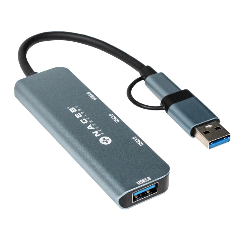 Naceb Technology NA-0126 nodo concentrador USB Tipo C Negro, Azul, Aluminio, Elastómero termoplástico (TPE), 0.015 m