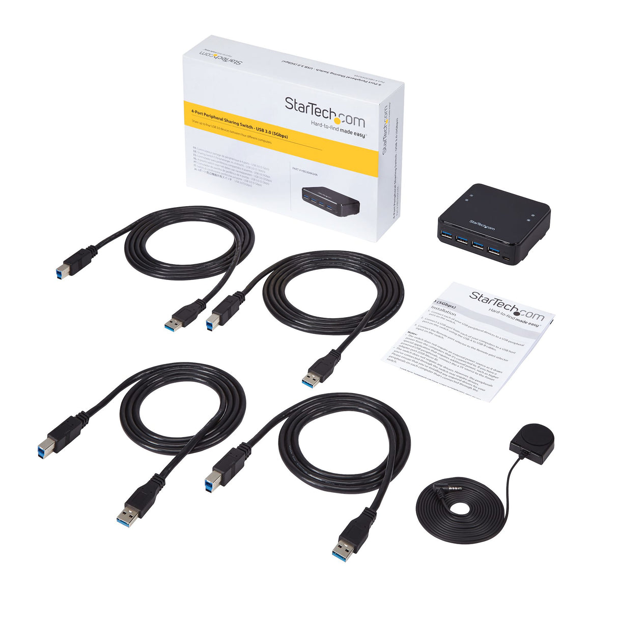 StarTech.com Switch Conmutador USB 3.0 (5Gbps) 4x4 para Compartir Dispositivos Periféricos interruptores para datos digitales 4 4 1 5 Gbit/s