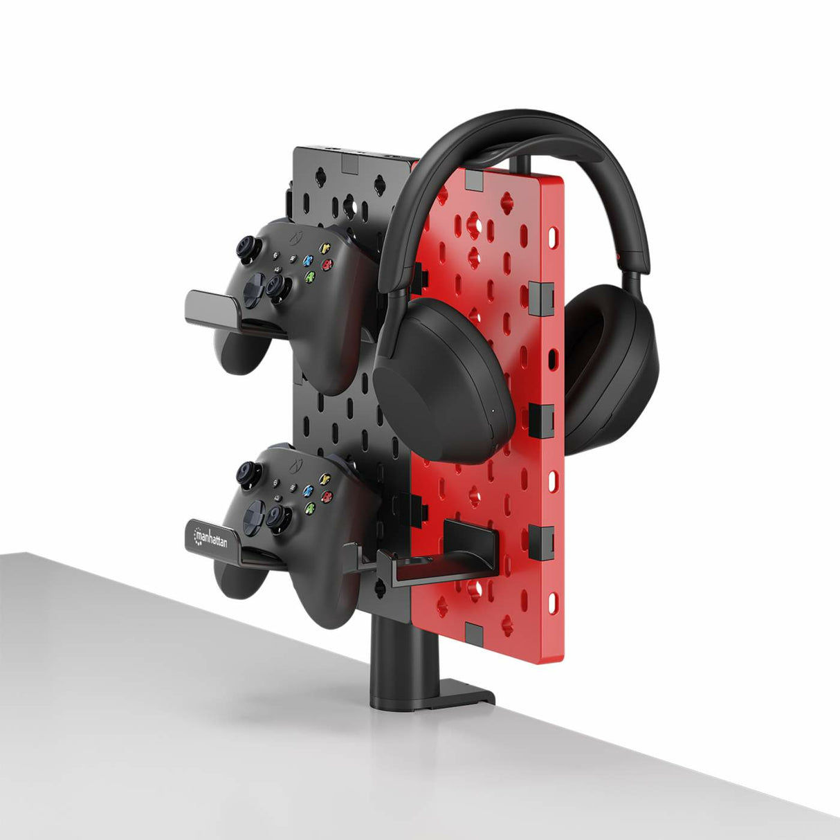 Manhattan 462518 Soportes Mando de videoconsola, Auriculares Escritorio Negro, Rojo