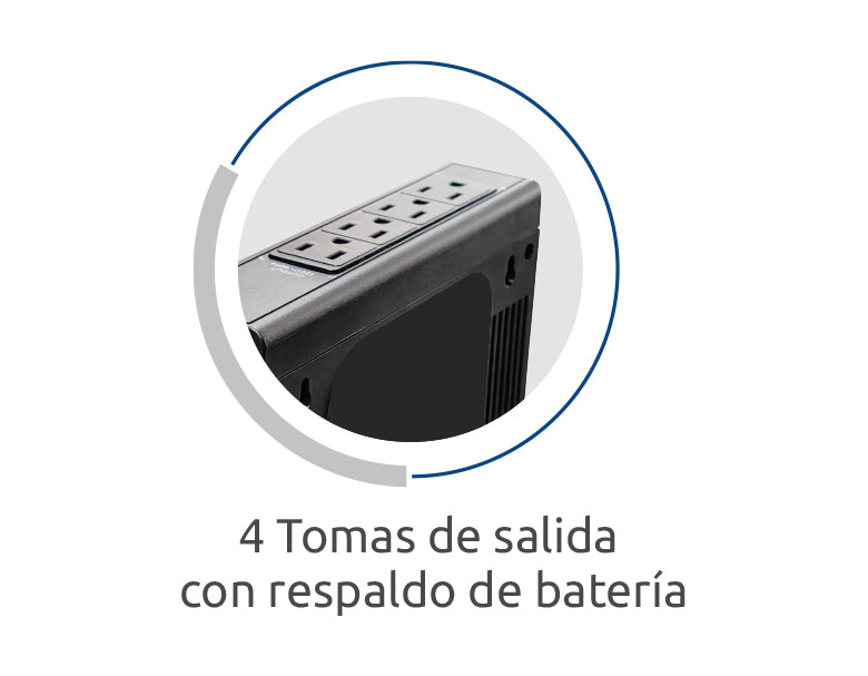 CDP Li-504 500VA/250W UPS 4 Salidas, Puerto USB A, UPS compacta con Bateria de Litio, 120 Vac UPS 0,5 kVA 250 W Seno 90 V