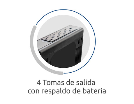 CDP Li-504 500VA/250W UPS 4 Salidas, Puerto USB A, UPS compacta con Bateria de Litio, 120 Vac UPS 0,5 kVA 250 W Seno 90 V