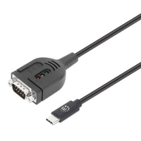 Manhattan 154499 - Manhattan Convertidor USB-C a serie (RS232/COM/DB9), 1 m, macho a macho, chip Prolific PL2303GT, negro, 3 años de garantía