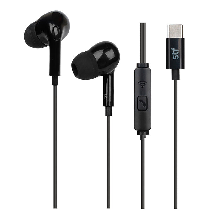 STF ST-E60969 audífono y auriculare Auriculares Alámbrico Intra auditivo Llamadas/Música USB Tipo C Negro