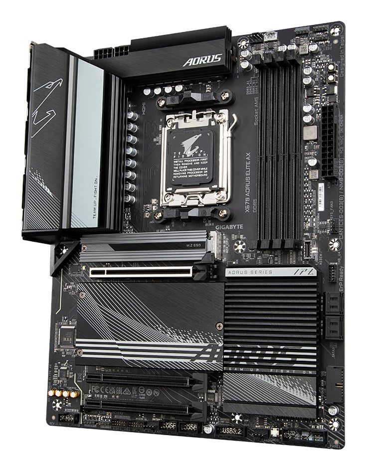 GIGABYTE X670 AORUS ELITE AX Placa base - Compatible con AMD Ryzen 9000 Series CPUs, 16+2+2 Phases Digital VRM, up to 8000MHz DDR5 (OC), 1xPCIe 5.0 + 3xPCIe 4.0 M.2, Wi-Fi 6E, 2.5GbE LAN, USB 3.2 Gen 2x2 placas base AMD Zócalo AM5 AMD Ryzen™ 7 1