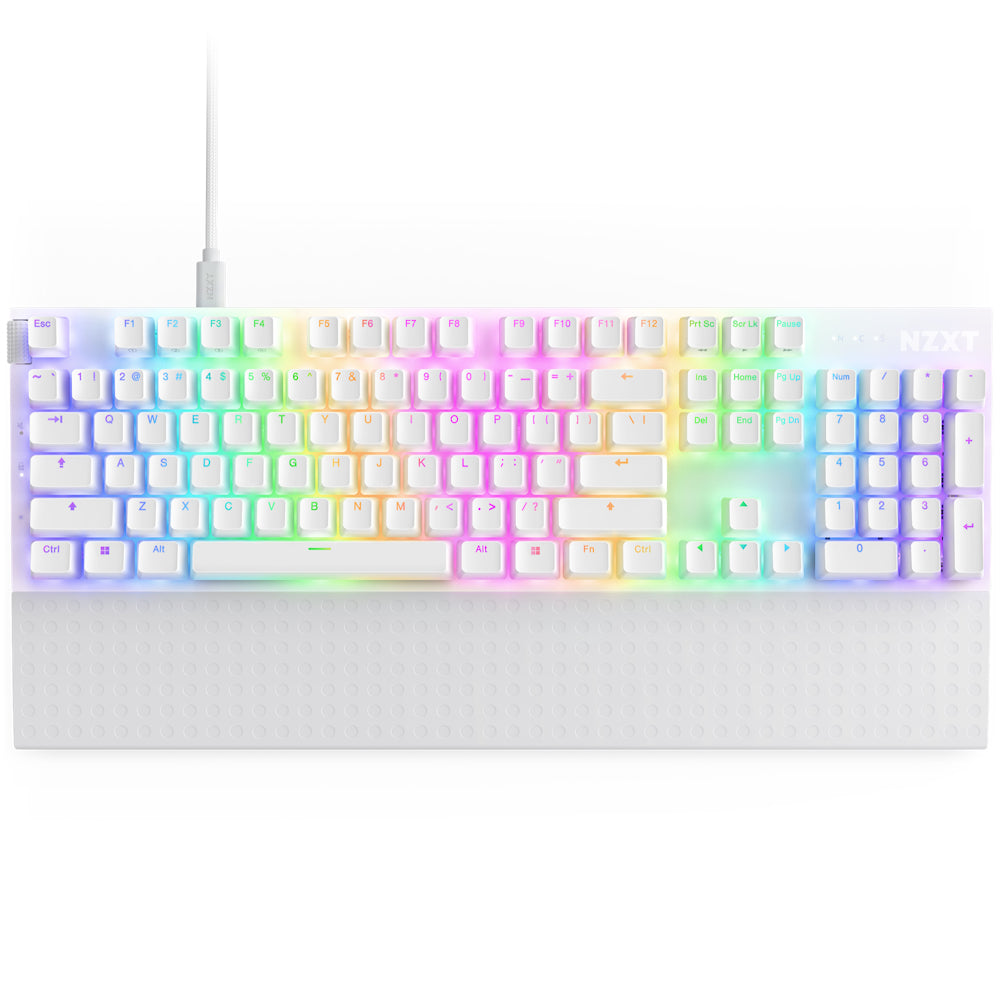 NZXT Function 2 teclado Juego USB Inglés de EE.UU. Blanco, Tamaño completo (100%), Alámbrico, Interruptor de llave óptic