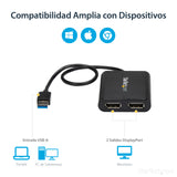 ASUS Adaptador Gráfico Externo USB 3.0 a DisplayPort Doble 4K60 DisplayLink - Cable Conversor USB 3.0 a DP de Vídeo Adap