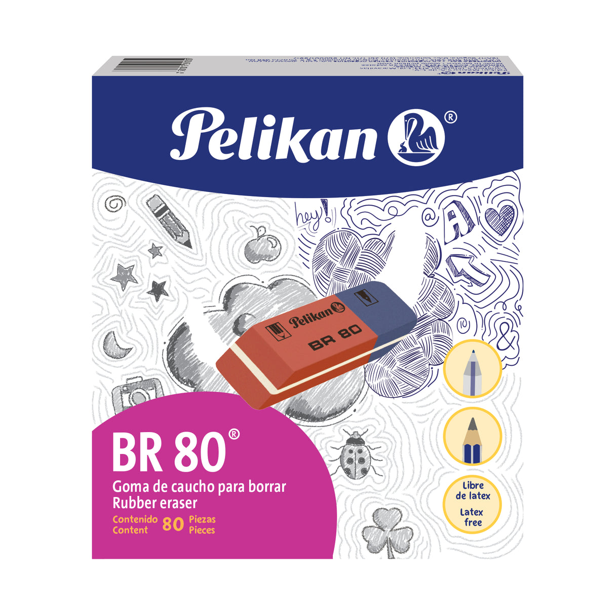Borrador Pelikan BR-80 Lápiz y Tinta C/80 Pzas