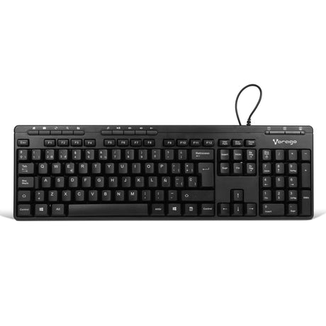 Vorago KB-202 teclado Oficina USB Español Negro, Tamaño completo (100%), Alámbrico