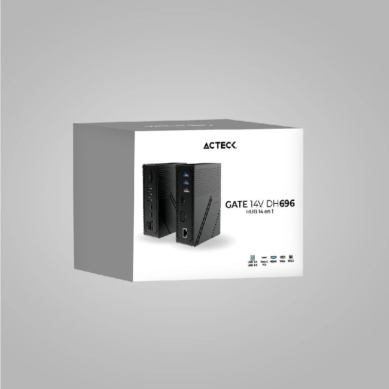 Acteck Gate 14V DH696 USB Tipo C 10200 Mbit/s Negro