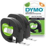 DYMO DYMO LetraTag Etiquetas de papel | Auténticas | Rollo de 12 mm x 4 m | Impresión en negro sobre etiquetas blancas | Etiquetas autoadhesivas multiuso para etiquetadoras LetraTag | 2 unidades Impresora