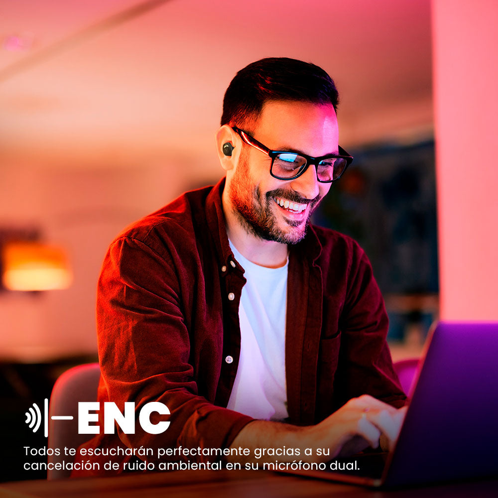 AUDÍFONOS VORAGO PREMIUM ESB-600-ANC NOISE CANCELLING TWS IPX5 21 HRS MÚSICA
