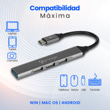 CONCENTRADOR HUB VORAGO HU-200 4 PUERTOS USB SLIM TIPO C