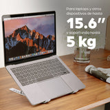 Manhattan 462617 Laptop Soporte para ordenador portátil Aluminio Aluminio, Silicona, Acero 39,6 cm (15.6")