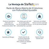 StarTech.com Rack 25U Móvil de Marco Abierto de 4 Columnas para Servidores - Rack de Cuatro Columnas 19 Pulgadas para Eq