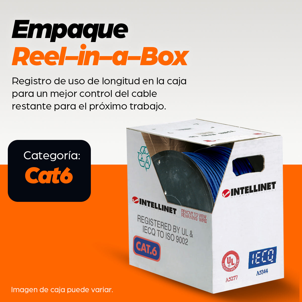 BOBINA INT CAT 6A UTP 305M SOLIDA AZUL