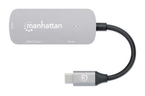 Manhattan Hub/dock USB-C, puertos (3): HDMI, USB-A y USB-C, con Power Delivery (PD) 100 W- requiere