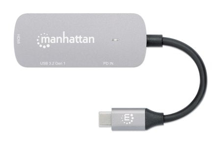 Manhattan Hub/dock USB-C, puertos (3): HDMI, USB-A y USB-C, con Power Delivery (PD) 100 W- requiere cargador USB-C exter