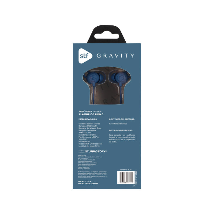 STF ST-E67613 audífono y auriculare Auriculares Alámbrico Intra auditivo Llamadas/Música/Deportes/Diario USB Tipo C Azul