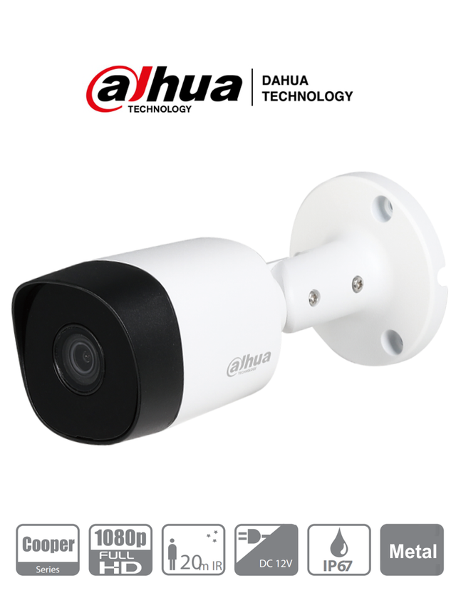 Camara Dahua Cooper B2A21 Bullet 1080P/720P Ir 20M 3.6Mm Ip67 Metalica FullOffice.com