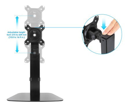 Manhattan Soporte de sobremesa para TV/monitores (Articulado de gas), inclinación/giro/rotación/altura, pantallas de 10" a 27", montaje traseros tipo