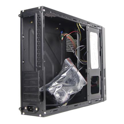 Gabinete Oficina Keelan Slim ITX Stylos 2xUSB 1.0+1xUSB 3.0+puerto 3.5mm+línea roja con fuente de poder 550W