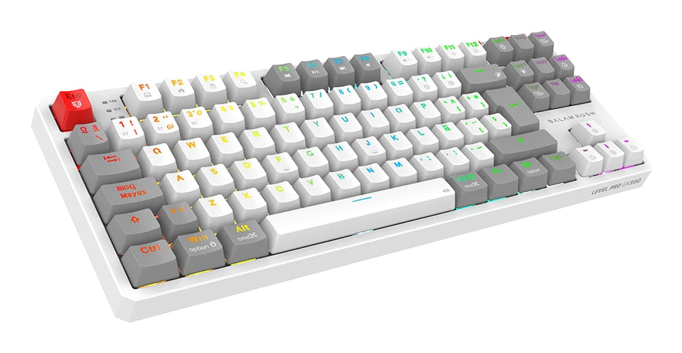 Balam Rush Level Pro GK990 teclado Juego RF inalámbrico + bluetooth QWERTY Español Gris, Blanco, Interruptor mecánico, L