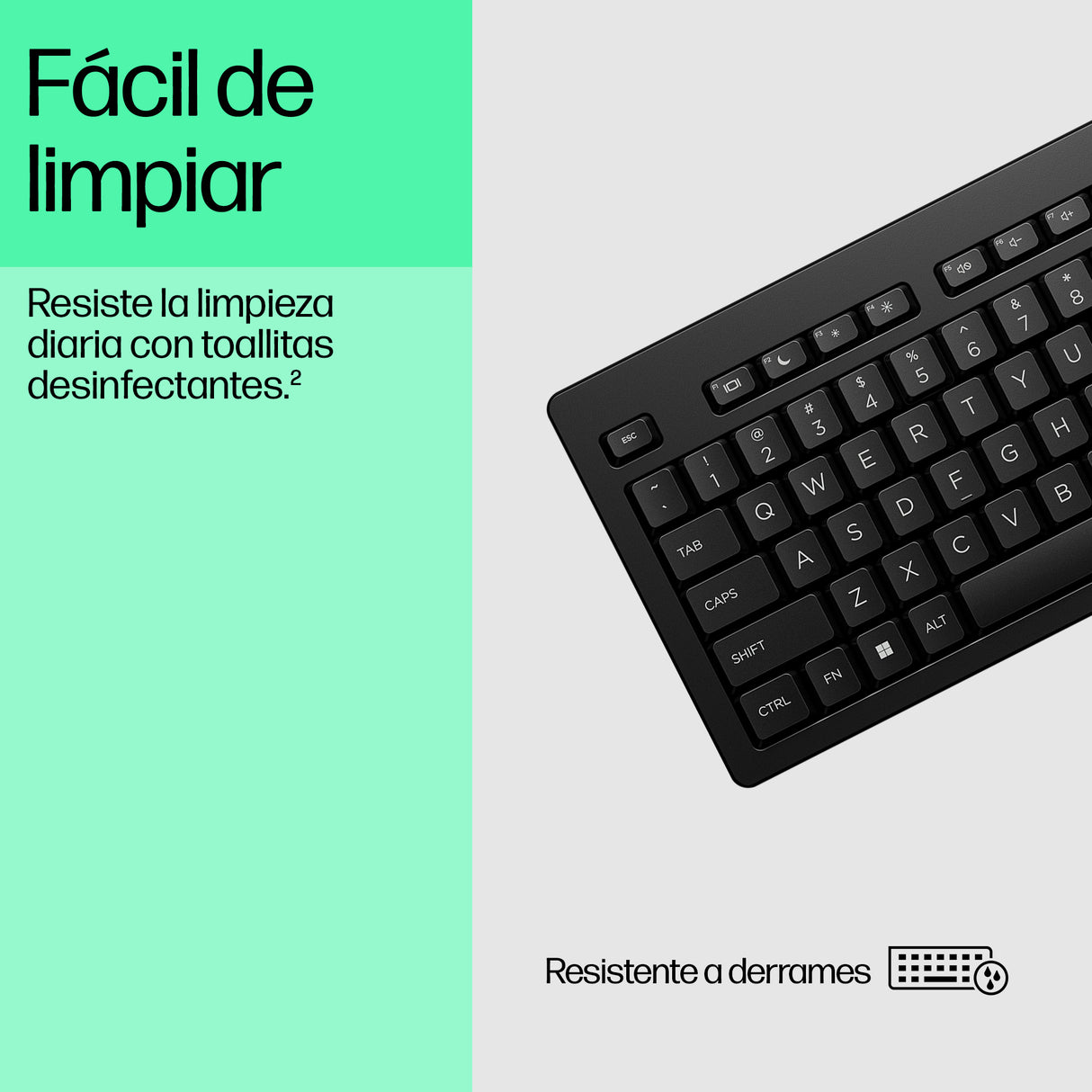 HP Teclado 125 con cable, Tamaño completo (100%), Alámbrico, USB, 266C9AA#ABM