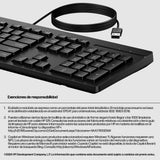 HP Teclado 125 con cable, Tamaño completo (100%), Alámbrico, USB, 266C9AA#ABM