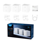 Sistema Mesh Cudy M1200 (3 piezas) Wi-Fi AC1200 (2 puertos ethernet 10/100 por pieza) seamless roaming
