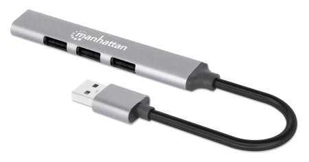 Manhattan Hub USB-A de 4 puertos, 4x USB-A (1x 5 Gbps USB 3.0 + 3x 480 Mbps USB 2.0), Alimentado por USB (no requiere alimentación externa), aluminio hubs de interfaz USB 3.2 Gen 1 (3.1 Gen 1) Type-A USB 2.0 3 1