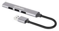 Manhattan Hub USB-A de 4 puertos, 4x USB-A (1x 5 Gbps USB 3.0 + 3x 480 Mbps USB 2.0), Alimentado por USB (no requiere alimentación externa), aluminio hubs de interfaz USB 3.2 Gen 1 (3.1 Gen 1) Type-A USB 2.0 3 1