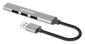 Manhattan Hub USB-A de 4 puertos, 4x USB-A (1x 5 Gbps USB 3.0 + 3x 480 Mbps USB 2.0), Alimentado por USB (no requiere alimentación externa), aluminio hubs de interfaz USB 3.2 Gen 1 (3.1 Gen 1) Type-A USB 2.0 3 1
