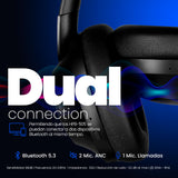 DIADEMA HPB-505 BLUETOOTH 5.0 CON ANC, 60 HRS DE AUTONOMÍA CON SONIDO PREMIUM, SUPER BASS Y BAJA LATENCIA