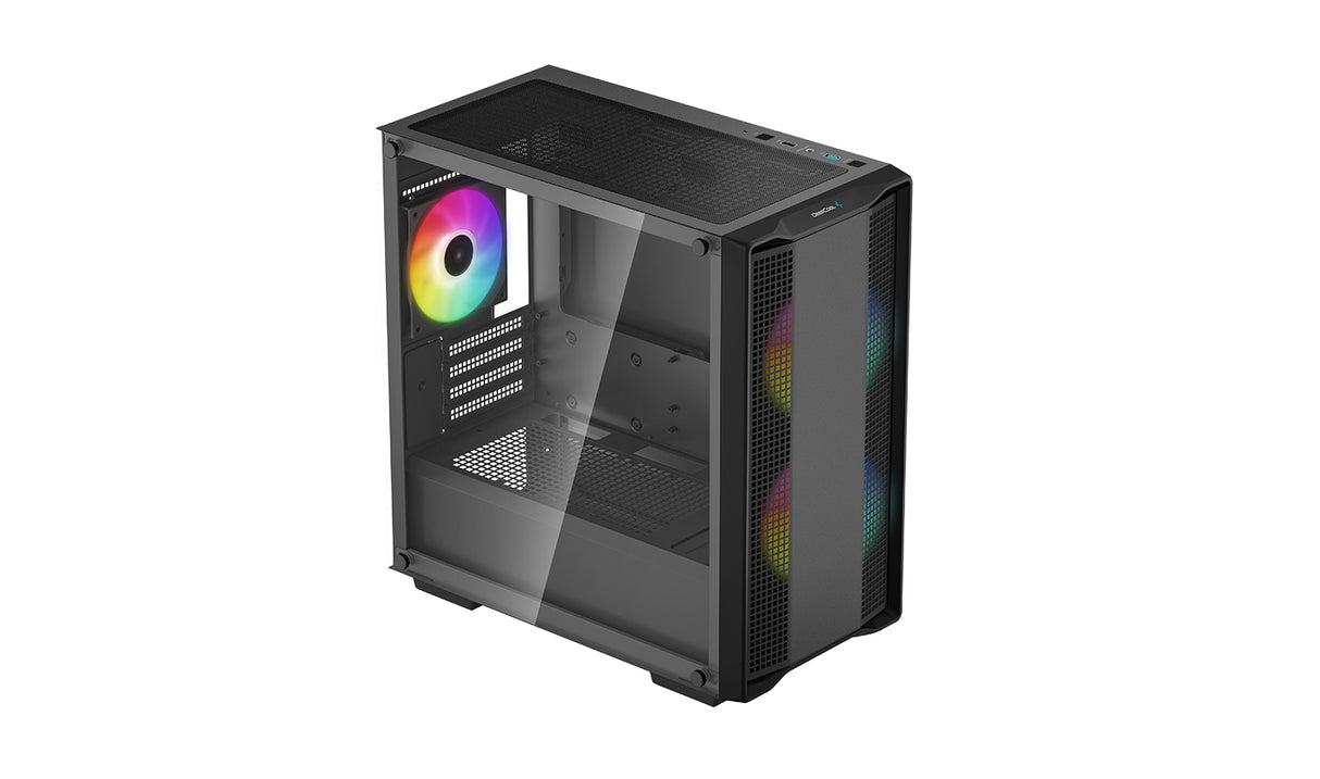 DeepCool CC360 ARGB carcasas ordenador ABS, Acero, Vidrio templado Mini Tower PC Negro