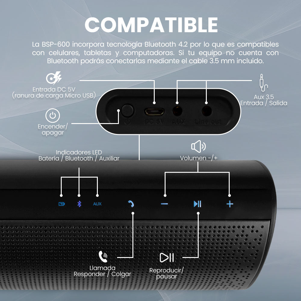 Vorago BSP-600 altavoz portátil o de fiesta Altavoz portátil estéreo Negro 10 W