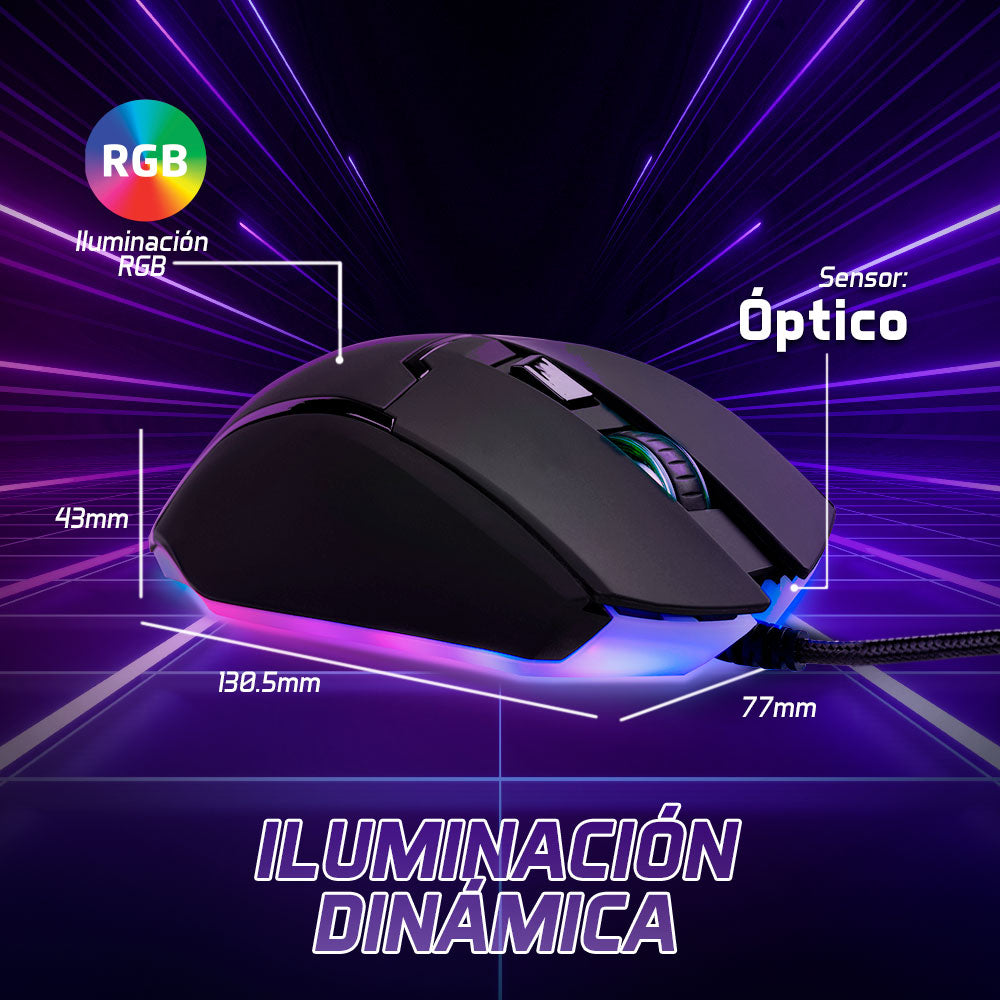 Vorago MO-504 ratón Juego Diestro USB tipo A Óptico 6400 DPI, Negro | Ratones