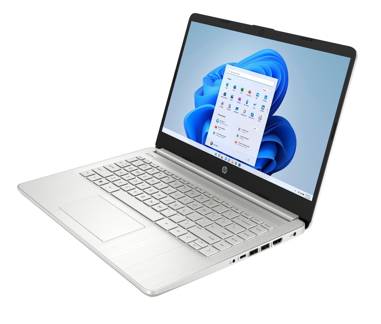 HP 14-dq0532la Intel® Celeron® N4120 Computadora portátil 35.6 cm (14") HD 4 GB DDR4-SDRAM 128 GB SSD Wi-Fi 5 (802.11ac) Windows 11 Home Plata