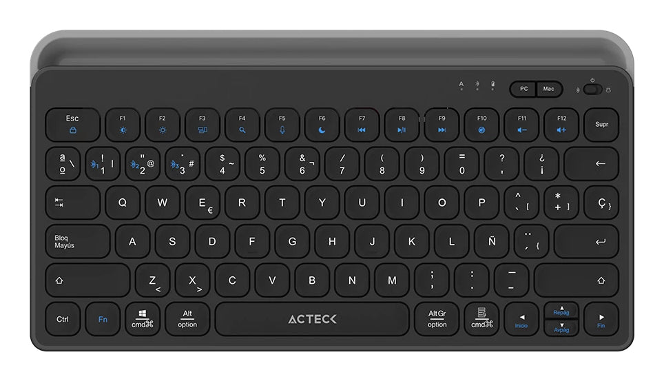 Acteck Inspire Trek TI737 teclado Universal RF inalámbrico + bluetooth QWERTY Español Negro, Gris, Interruptor de membra