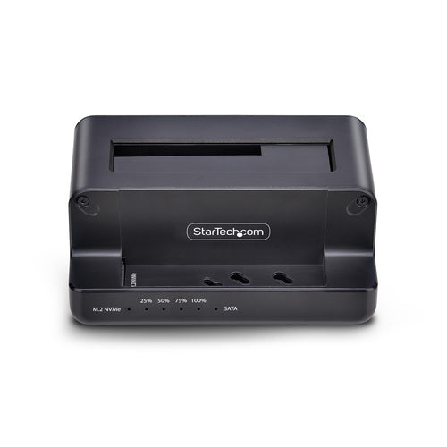 StarTech.com Clonador NVMe M.2 a SATA de 2.5/3.5 - Dock Duplicador Autónomo de 2 Bahías para SSD - Bidireccional NVMe a 