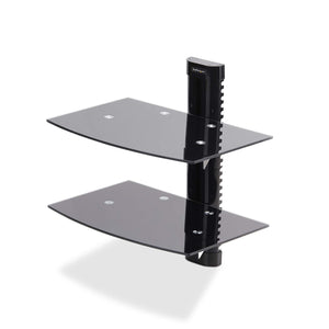 StarTech.com 2B-WALL-MOUNT-SHELF Estantes para equipos av Negro Vidrio 250 mm