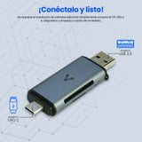 Vorago CR-350 lector de tarjeta USB 3.0 Type-A/Type-C Plata, MMC, MicroSD (TransFlash), SDHC