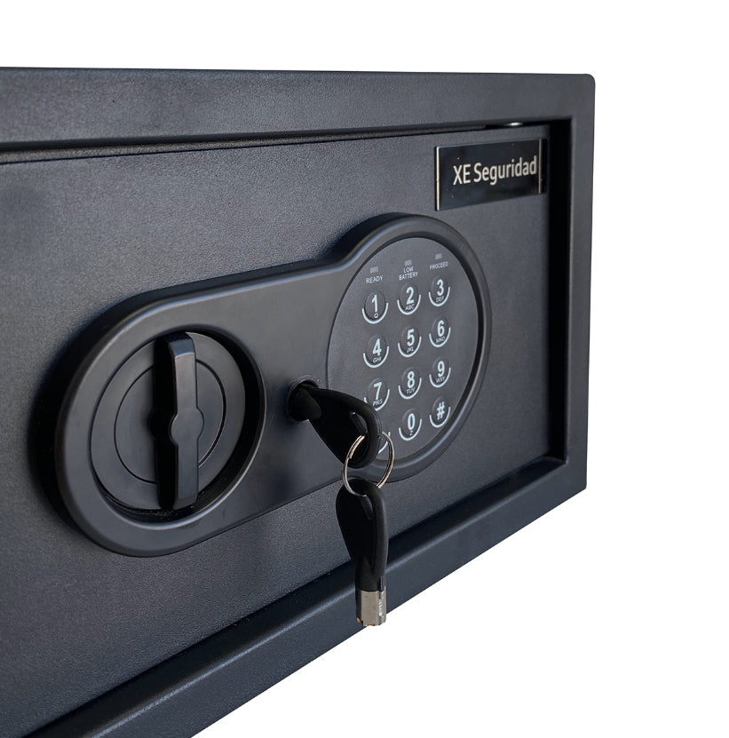 XE Seguridad CFD-20 caja fuerte Caja fuerte portátil Negro, Cerradura con combinación, Llave, Piso/pared
