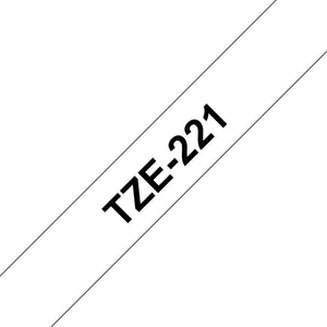 CINTA BROTHER TZE221 NEGRO SOBRE BLANCO 9MM LAMINADA