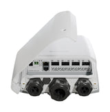 CRS504-4XQ-OUT, Switch exteriores CPU 650MHz, 128MB RAM, 1 Eth 10/100, 4 QSFP28 100G, CD jack y 802.3bt PoE-in, RouterOS