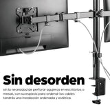 Manhattan Soporte doble de sobremesa para TV/monitores (Articulado), para pantallas de 10" a 27", fijación con abrazader