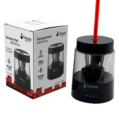 Nextep NE-181R sacapuntas Sacapuntas eléctrico Negro, Transparente, Plástico, Acero