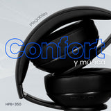 DIADEMA VORAGO HPB-350 BLUETOOTH/3.5MM/TF/FM  12HRS MANOS LIBRES PLEGABLES LUZ BLANCA