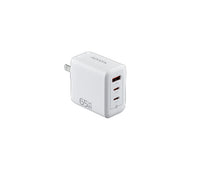 CARGADOR ADATA USB DE PARED 65W GAN 2PUERTO USB TIPO C 1 PUERTO USB A ENCHUFE PLEGABLE BLANCO