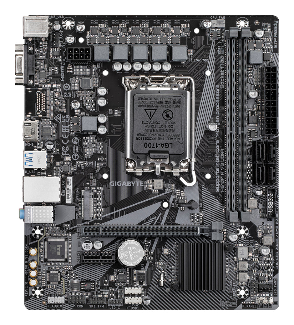 GIGABYTE H610M H V3 DDR4 Placa base - Compatible con procesadores Intel Core 14th CPUs, 4+1+1 Hybrid Phases Digital VRM, up to 3200MHz DDR4, 1xPCIe 3.0 M.2, GbE LAN, USB 3.2 Gen 1 placas base Intel LGA 1700 LGA 1700 DDR4-SDRAM
